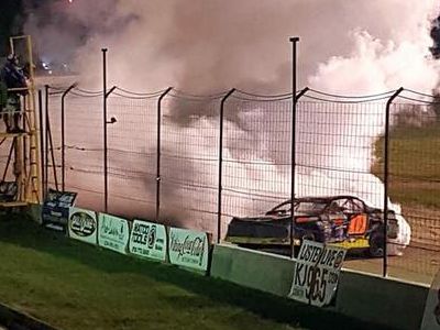 race car doing burnout